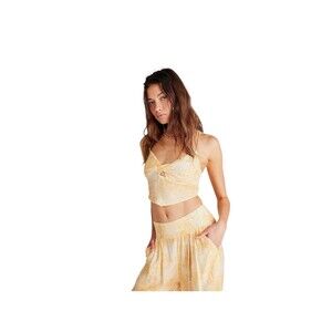 Free People Vanessa Set Sun Combo Smocked High Waisted Wide Leg Size Small NWOT